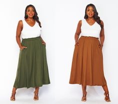 Discover the ultimate in comfort and style with our Versatile Buttery Soft Midi Skirt , designed to suit every occasion: - Custom Length for Petite and Tall : Will shorten 3" for Petite, and Add 2" for Tall. Leave note at check out or message shop for the desired skirt length to be adjusted.  - Functional Pockets: Enjoy the convenience of pockets to keep essentials close at hand. - Chic Paper Bag Style: This trendy silhouette flatters your figure while offering a modern touch. - Comfortable Fit: Maxi Rock, Maxi Skirt With Pockets, Plus Size Soft, Skirt With Pockets, 4 Way Stretch Fabric, Bag Style, Flowy Skirt, Skirts With Pockets, Long Length