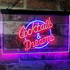 Cocktails & Dreams LED Neon Light Sign - Way Up Gifts Dream Bars, Bar Beer, Store Window, Light Sign, Led Neon Lighting, Neon Light Signs, Beer Bar, Dream Design