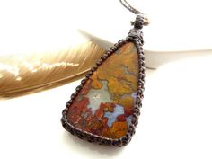 Jewelry gift idea, Sonoran Plume Agate necklace, Agate jewelry, Woodland jewelry, stone pendant, macrame necklace, macrame jewelry Woodland Jewelry, Plume Agate, Nature Spirits, Special Gifts For Her, Gemstone Meanings, Red And Orange, Agate Jewelry, Macrame Necklace, Agate Necklace