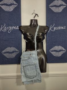 This one-of-a-kind denim Krossbody is casual glam at it's best. Easy to wear, machine washable and timeless style. Fitted Washed Blue Cutoff Jeans, Fitted Cutoff Jeans For Night Out, Fitted Recycled Denim Cutoff Jeans, Fitted Cutoff Recycled Denim Jeans, Fitted Cutoff Jeans In Recycled Denim, Fitted Washed Cutoff Jeans, Washed Fitted Cutoff Jeans, Dark Wash Cotton Jeans For Night Out, Casual Denim Jeans For Night Out