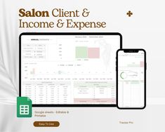 the salon client and in - app screen is shown with an iphone next to it