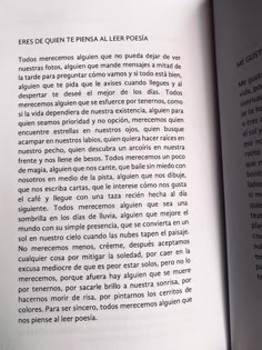 an open book with spanish text on it