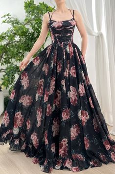 Halter Cowl Neck Corset Floral Print Chiffon Dress