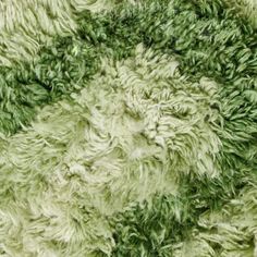 close up view of green and white shaggy carpet