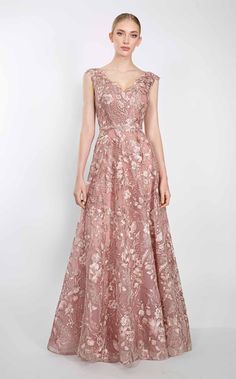 Janique W3001 Pink Gown For Gala Night, Gala Night, Mother Of The Groom Dresses, A Line Evening Dress, Groom Dresses, Designer Prom Dresses, Floral Lace Dress, Mon Cheri, A Line Gown