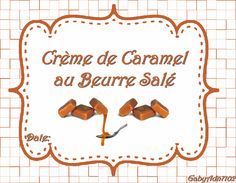 a sign that says creme de caramel au barre sali with an image of two hands holding a knife