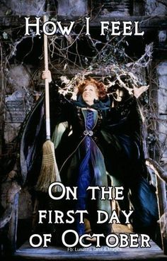 the poster for how i feel on the first day of october, with an image of a woman holding a broom