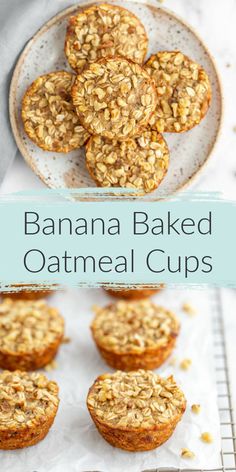 banana baked oatmeal cups on a cooling rack with the title above it