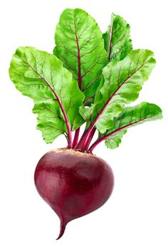 a beet with green leaves is shown on a white background