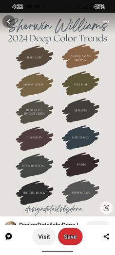 an iphone screen showing the different shades of paint