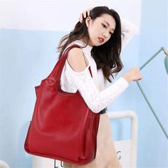 Luxury Red Hobo Bag With Main Compartment, Luxury Red Hobo Bag With Detachable Handle, Leather Tote Handbags Burgundy, Cheap Red Soft Leather Bags, Cheap Large Capacity Red Hobo Bag, Soft Leather Tote, Cowhide Bag, Genuine Leather Handbag, Leather Pattern