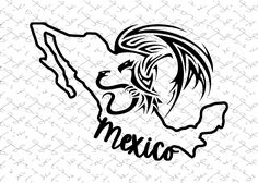 a black and white image of the state of mexico with an outline of a woman's face