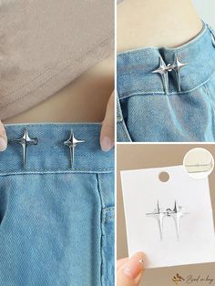 two pictures of the same pair of cross earrings, one is being held up by someone's hand