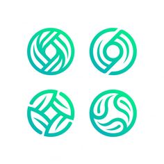 four circular logos with different shapes