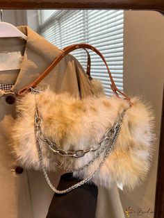 BirdinBag - Fluffy Chain Hobo Bag: Vibrant Tie Dye for Effortlessly Chic Style Hobo Bag Patterns, Fur Handbag, Leather Leggings Fashion, Faux Fur Handbag, Chain Pattern, Estilo Chic, Tie Dye Designs, Accessories Bags Purses, Bird In Bag