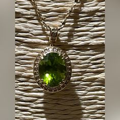 Product: 14k Pendant And 14k Chain Metal Purity: 14k Solid Yellow Gold Gemstone: Genuine Peridot & Genuine Diamond (Tested, Appear Clear) Condition: Pre-Owned, Good (All Items Are Cleaned Again Prior To Shipping) Dimensions: The Stone Approximately 10mm X 8mm (3.50ctw). There Are 29 Diamonds Total (.14ctw). Total Carat Weight Is 3.64. Weight: 3.74 Grams Chain Length: 18” Peridot Necklace, Solid Yellow, Chain Lengths, Chain Length, Womens Jewelry Necklace, Jewelry Necklaces, Diamonds, Yellow Gold, Women Jewelry