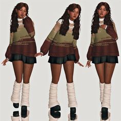 an animated image of a woman wearing knee high socks