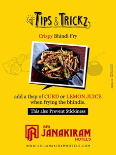 the flyer for tips and tricks with an image of food