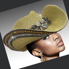 The season calls for brilliant color. The 4″ brim of this classic boater shape hat is artfully draped in luxurious fabric. The crown is swathed in sequins and peppered with crystal dust. Feathers and jewel flowers finish this stunning look. The adjustable sweat band allows for different head sizes. Cowboy Hat Outfit, Jeweled Flowers, Church Lady Hats, Cowboy Outfit, Classy Hats, Cowgirl Look, Crown Crystal, Diva Boutique