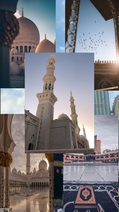 many different images of the same building and surrounding it, including an ornately decorated courtyard