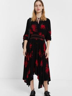 Desigual Dresses in Canada | Fun Fashion | Dress Butterfly, Red Butterfly, Holiday Summer, Flared Dress, Black Midi, Fun Fashion, Black Midi Dress, Fall Dresses