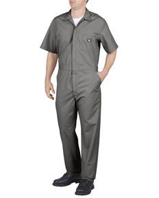 Dickies Short Sleeve Work Coveralls, Grey Dickies Coverall, Dickies Coveralls, Mens Coveralls, Men Overall, Work Coveralls, Dickies Shorts, Mens Overalls, Bib Overalls, Grey Shorts