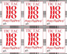 six christmas tags with the words tictac and merry christmas