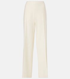 Foulard wool, silk and linen straight pants in white - The Row | Mytheresa Straight Pants, Color Names, Designing Women, The Row, Wide Leg Pants, Clothing And Shoes, Color Design, Straight Leg, Wide Leg