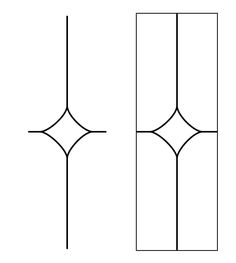 the top and bottom half of an object with lines on it, in black and white