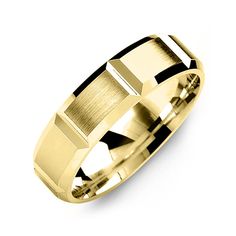 a yellow gold wedding ring on a white background