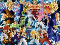 the dragon ball characters are all lined up together