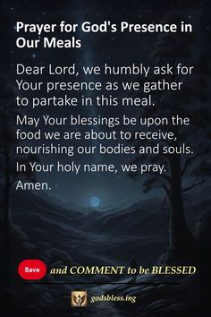 Prayer for God's Presence in Our Meals Gods Grace Quotes Spiritual Inspiration