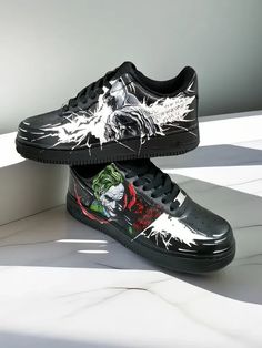 custom shoes nike air force 1, unisex luxury shoes, designer art, Joker Vibes- Handcrafted Artistry for a Bold StatementMade to order!!!!! Attention! When choosing a size, focus on the length of the shoes in the size chartDive into the world of eccentricity with our Joker Inspired Unisex Custom Sneakers. Each pair is a wearable masterpiece, meticulously handcrafted to elevate your style. The bold design, combined with custom detailing, makes these shoes a true statement piece.  Embrace individuality and step out with confidence in these uniquely designed sneakers. Perfect for those who appreciate wearable art and want to make a distinct impression. Enhance your fashion journey with these custom kicks that blend design and comfort seamlessly. Unleash your inner boldness with every step in t Custom Shoes Nike Air Force, Custom Shoes Nike, Custom Sneakers Nike, Shoes Nike Air Force, Nike Art, Custom Shoes Diy, Custom Kicks, Custom Nike Shoes, Shoes Diy