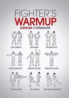 a poster with instructions on how to do a fighter's warm up