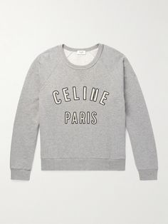 CELINE HOMME's sweatshirt is modelled after traditional uni styles, from the V-insert and raglan sleeves to the two-tone logo carefully appliquéd across the front. It's been made in Italy from loopback cotton-blend jersey and has thick ribbed trims to hold its shape. Jersey Sweatshirt, Sweatshirt For Men, Weekend Style, Loungewear Shorts, Short Suit, Mr Porter, Lightweight Jacket, S Models, Raglan Sleeve