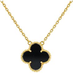 18K Yellow Gold Van Cleef & Arpels Black Onyx Alhambra Necklace Vca Necklace Black, Luxury Formal Necklaces With Polished Finish, Luxury Necklaces With Polished Finish For Formal Occasions, Luxury Polished Finish Necklaces For Formal Occasions, Luxury Onyx Jewelry For Formal Occasions, Elegant Black Enamel Pendant Necklace, Formal Black Enamel Pendant Necklace, Luxury Black Enamel Jewelry For Formal Occasions, Luxury Black Enamel Pendant Necklace