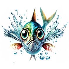 a fish that is floating in the water with bubbles on it's back end