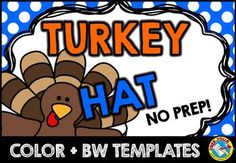 a turkey hat with the words, color and bw templates