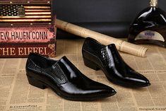 Men Genuine Leather Loafers Pointed Toe British Style Dress Formal Shoes Slip on | eBay Shoes Without Laces, Trendy Mens Shoes, Pointed Shoes, Mens Fashion Illustration, Mens Shoes Black, Shoes Trendy, Point Shoes, Pointed Heels