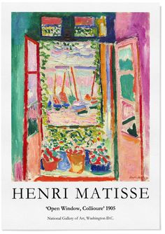 Henri Matisse Open Window Collioure Art Print, Exhibition Poster Flower Market Posters, Window Frame Art, Window Poster, Wall Art Flower, Pictures For Living Room, Matisse Prints, Silk Paper, Poster Abstract