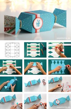 how to make an origami gift box with paper and ribbon - step by step instructions