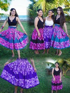 Dance elegantly in our Hula Pa'u Skirts made with colorful prints influenced by the stunning Hawaiian culture. As you dance with grace and feel surrounded by aloha, you will see these skirts are made for comfort and ease. Featuring an adjustable waist and four elastic bands, this ensures a snug fit for most dancers. With so many bright, vibrant and stunning options, finding the perfect print for you or your hula hālau won't be too hard! * 100% Poly Cotton * One size fits most (S-2XL) ~ Up to 60 inch waist. * Below knee length ~ 31 inches long. * 4 elastic bands. * Cut & sewn in Hawaii, USA. * Machine washable. More Made in Hawaii items: https://www.etsy.com/shop/NinthIsle?ref=search_shop_redirect Hawaiian Dance Outfit, Purple Long Skirt For Beach, Long Purple Beach Skirt, Hawaiian Skirt, Hula Skirt, Hula Dance, Hula Dancers, Hawaiian Culture, Flower Skirt