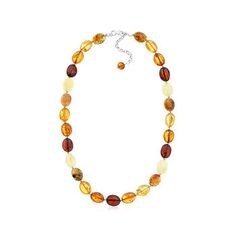 Ross-Simons - 11-13mm Multicolored Amber Bead Necklace, Silver. 18". This neutral necklace is the perfect complement to your fall outfits. 11-13mm multicolored amber oval beads parade around the neck in a beautiful array of warm browns, yellows and oranges. Natural inclusions are unique and may vary. Features a polished sterling silver 2" extender. Lobster clasp, multicolored amber bead necklace. Amber Bead Necklace, Amber Beads, Amber Stone, Classic Jewelry, Jewelry Lookbook, Yellow And Brown, Free Jewelry, Amber, Sterling Silver Jewelry