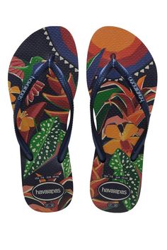 Open toe flip flopsSlip-on designSlim Havaianas strapsHavaianas metal logoCushioned footbed with textured rice pattern and rubber soleFlexible premium Brazilian rubberStrap: 100% PVCLogo: 100% ZamakOutsole: 100% RubberMade in Brazil Beach Vacation Accessories, Slim Logo, Surfboard Bag, Vacation Accessories, Black Flip Flops, Tropical Design, Camping Accessories, Metallic Logo, Navy Color