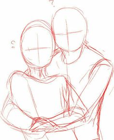 a drawing of two people hugging each other