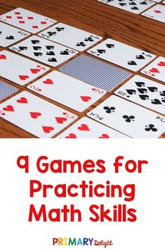 four games for practicing math skills on a table with text overlay that reads, 4 games for practicing math skills