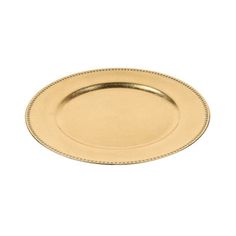 a gold plate on a white background