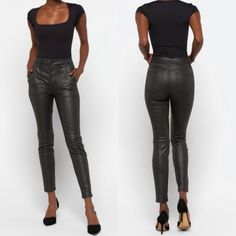 New With Tags Size 30 Some Pulling On The Front, Shown. It Smooths Out Once On Coated Faux Leather Like Jeans/Pants Measurements Are Approximate And Shown In Photos Complete Your Look And Feel Comfortable All Day Long Wearing Sanctuary Hayden Skinny Pant. Sku: #9812542 High Rise Fit. Pull-On Style. Skinny Pant With Four Pocket. Ankle-Grazing Cut. 53% Cotton, 24% Rayon, 19% Lyocell, 4% Spandex. Turn Inside Out, Machine Wash. Imported. High Rise Leather Pants For Spring Workwear, Spring High Rise Leather Pants For Work, Spring Workwear High-rise Leather Pants, Sleek Mid-rise Leather Pants For Work, Mid-rise Fitted Leather Pants For Work, Fitted Mid-rise Leather Pants For Workwear, Tapered Leg Leather Pants With Pockets For Night Out, Leather Tapered Leg Pants With Pockets For Night Out, Tapered Leather Pants With Pockets For Night Out