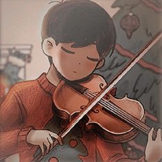 a drawing of a boy playing the violin