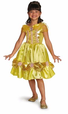 I am selling a brand new, never used, originally packaged Child Halloween costume "BELLE from Beauty & Beast" from Disney by Disguise. Size M (7-8).  If you need a costume by certain date, please message me if I can expedite.  Your little girl dreams of castles and princes in this Disney Princess Belle Costume. Featuring Belle's famous yellow and pink rose-accented tulle dress, this gorgeous costume is perfect not only for Halloween, but for birthday parties and imaginative play with friends.  C Belle Costume Kids, Disney Princess Fancy Dress, Princess Belle Costume, Classic Halloween Costumes, Belle Costume, Princess Beauty, Disney Princess Belle, Fancy Dress Up, Girls Disney